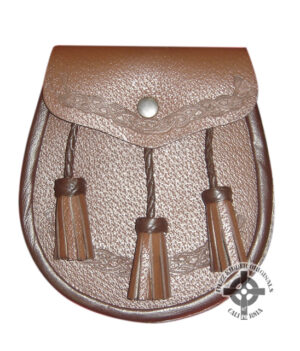 Brown Leather Sporran with Tassles